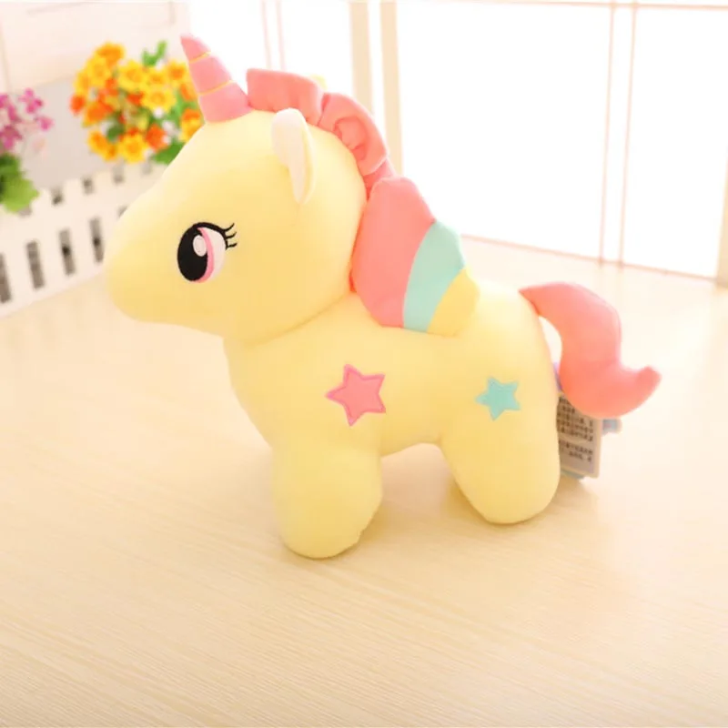 Unicorn Plush Toys Very Soft Pink Yellow Little Horse With Color Wings Stuffed Animal Soft Doll Kids Toys High Quality