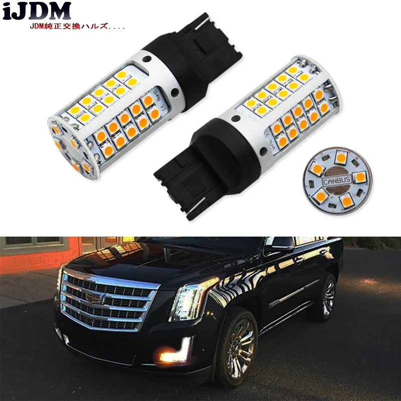 IJDM Canbus без ошибок 7440 светодиодный Hyper Flash W21W T20 55SMD 3030 для 2015 up Cadillac Escalade передний