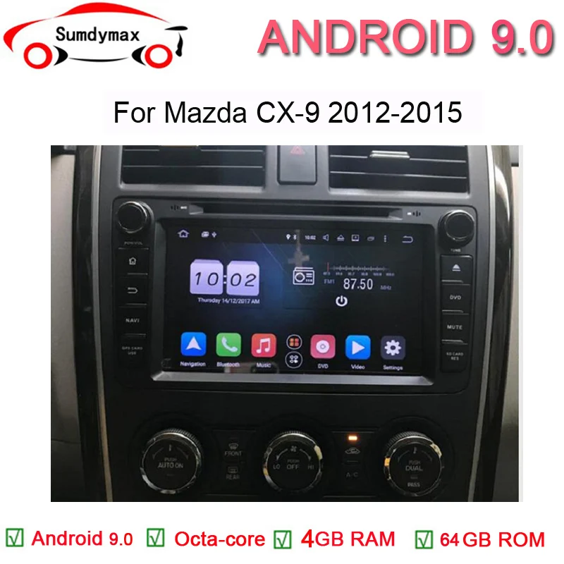 

8" Android 9.0 car dvd player For Mazda CX9 with GPS Navigation 4G+64G Phone Link Bluetooth RDS Car Radio Fast Boot
