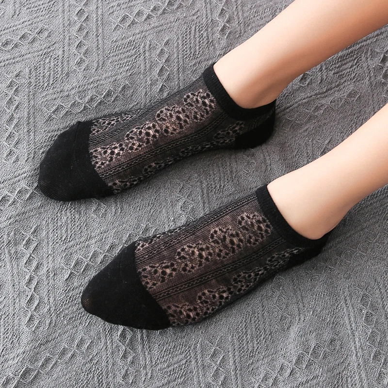 Women Lace Socks Half Invisible Socks Slipper Socks Casual Crew Socks 1Pair