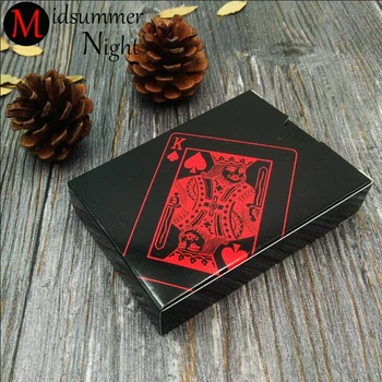 

Red black Waterproof Durable PVC Scrub Type Plastic Playing Cards with retro back stripe Novelty Texas poker game Poker Cards