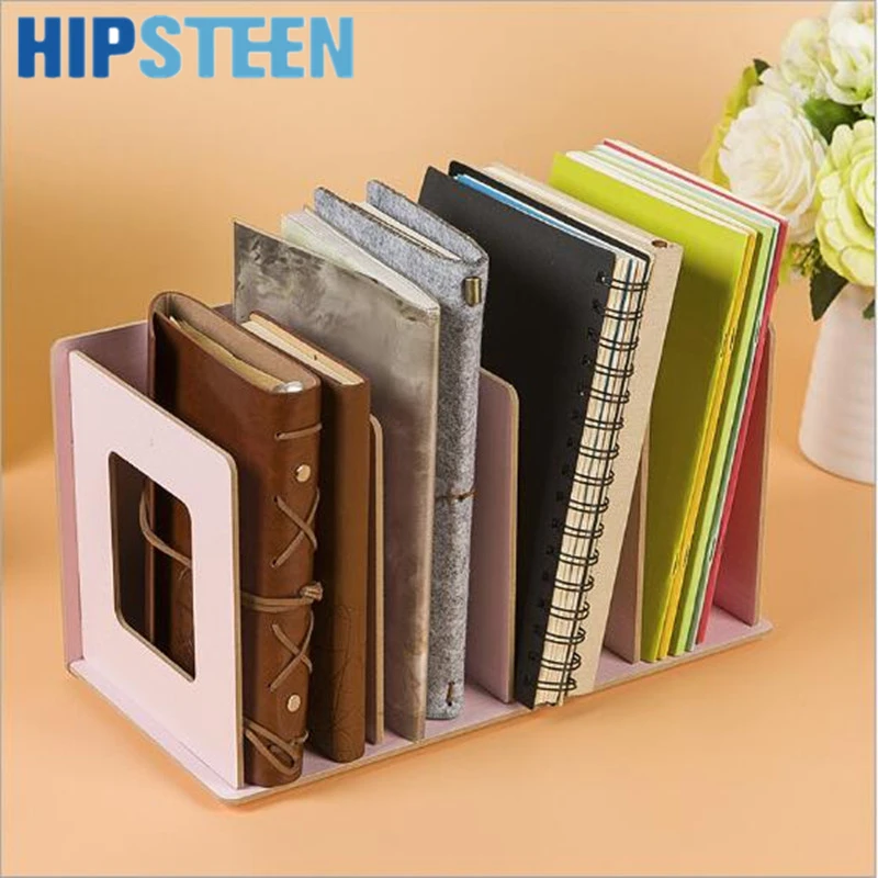 HIPSTEEN Creative Wooden DIY Desktop Book CD Storage Sorting Bookends
