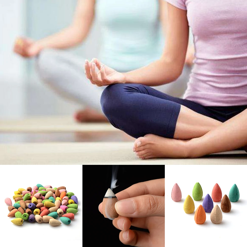 

Floral Incense Cone With Tray Colorful Fragrance Scent Tower Incense Mixed Scent Aromatherapy Fresh Air Aroma Spice