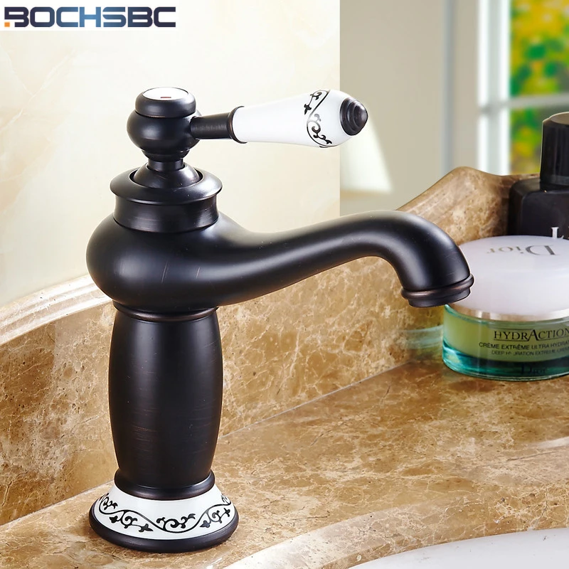 BOCHSBC Black Painted Faucets Bathroom Sink Basin Brass Faucet Ceramic