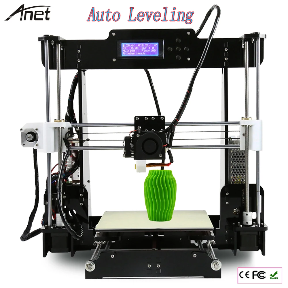 Auto Level &Normal A8 220*220*240mm Precision Reprap Prusa i3 DIY 3D Printer Kit With 1 Roll Filament 8GB SD Card & LCD For Free Wholesale Computer & Office