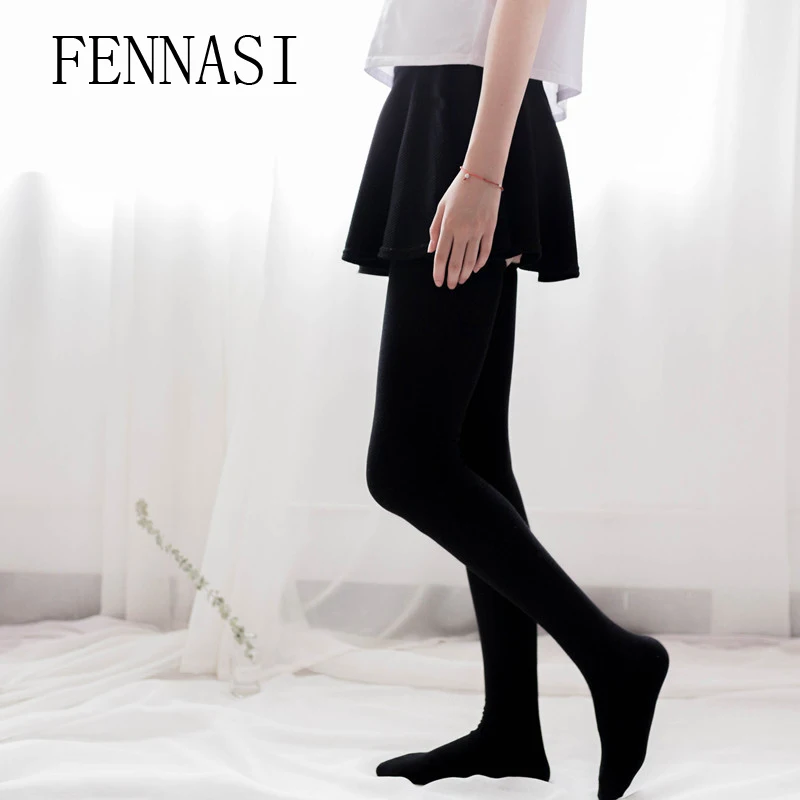 FENNASI женские толстые белые черные чулки сексуальные облегающие высокие носки выше колена кавайные чулки женские Хлопковые гольфы - Цвет: Black