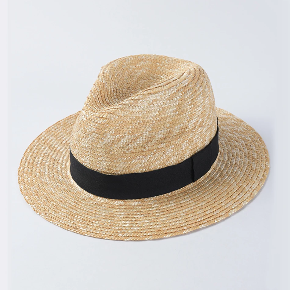 SHOWERSMILE винтажная Панамы женская бежевая широкая с полями, солнце соломенная шляпа мужская пляжная летняя джаз шляпа черная кружевная