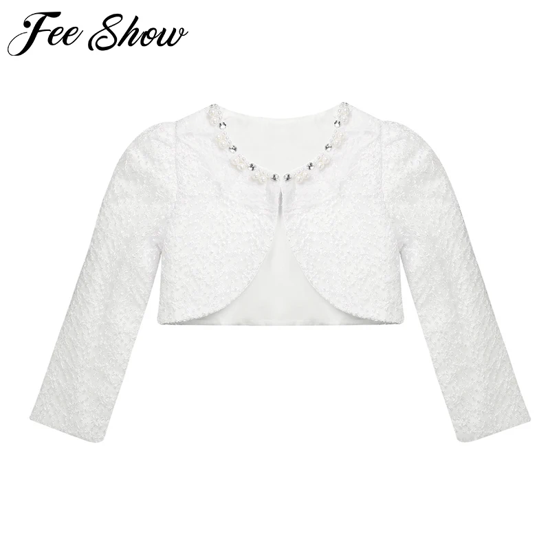 

Kids girls Lace Cardigan Girls Bolero Cardigan Long Sleeve Lace Bolero Jacket For Wedding Dress Bolero Party White Clothing