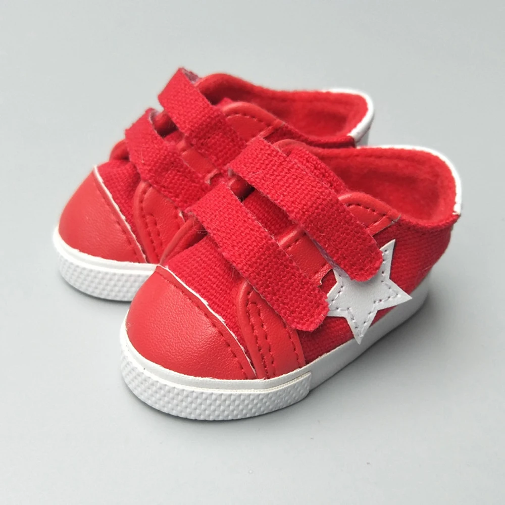 New arrival doll shoes for 18 inches American doll and 43CM doll spring canvas sport shoes HOOk&LOOP five stars Doll Accessories (6)