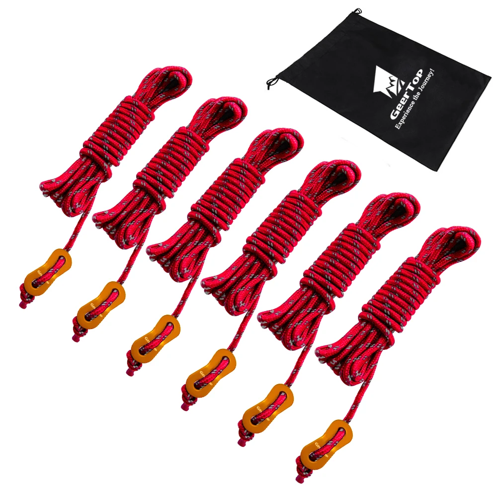 GeerTop Reflective Tent Rope 13ft 4mm Camping Rope with