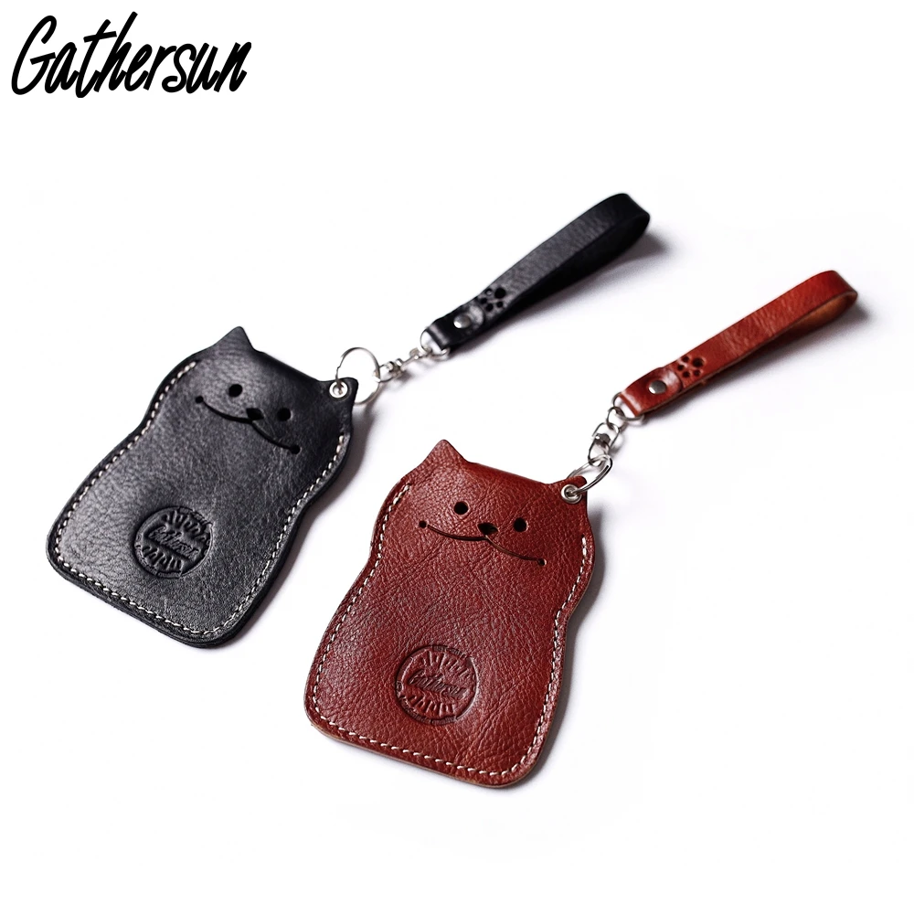 

Gathersun Leather Credit Card Holder Cat Shape Card Sleeve for Bank Cards Cute Leather ID Card Case
