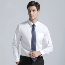 Высокое качество мужские деловые костюмы рубашка мужская мода одноцветная Мужская рубашки хлопчатобумажные с длинными рукавами стандартные для рубашек подходят