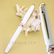 Горячая Пикассо 966 ослепляющий арт 10k чистый белый золотой шариковый ролик/Шариковая/Подарочная/Ручка-роллер ручки