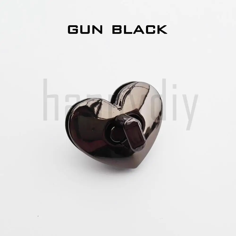 Gun black Защелка с поворотным замком в форме сердца для кожаной сумки, сумочки, сумочки, кожевенное ремесло, аксессуары DIY - Цвет: Gun black