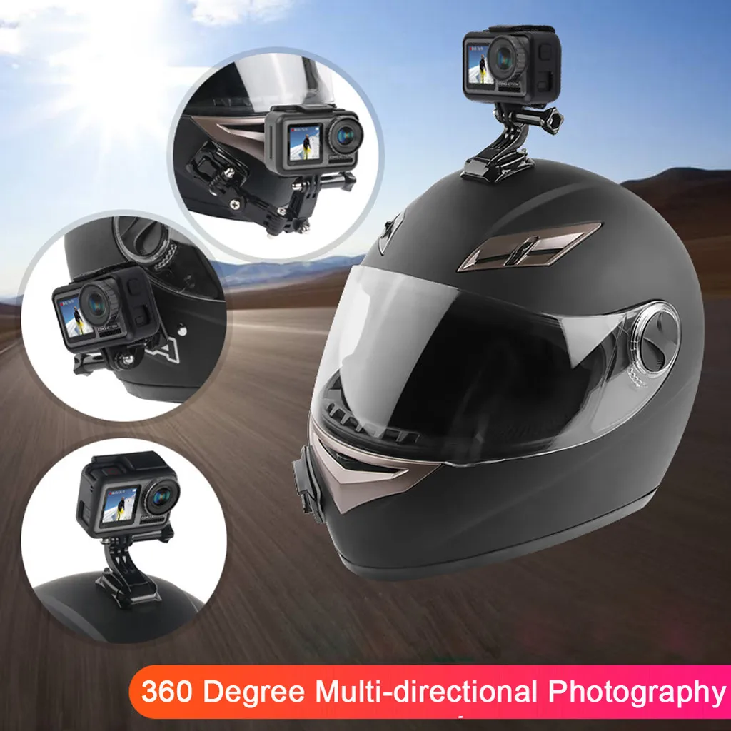 

For GoPro Sjcam Camera Motorcycle Helmet Chin Bracket Turntable Button Mount Cam For DJI Osmo Action Camera Accessories L0527