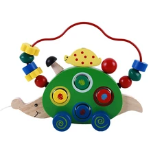 Творческий Ежик Потяните автомобиль вокруг бусин Детские Обучающие деревянные игрушки Драг животные игрушки для детей игры