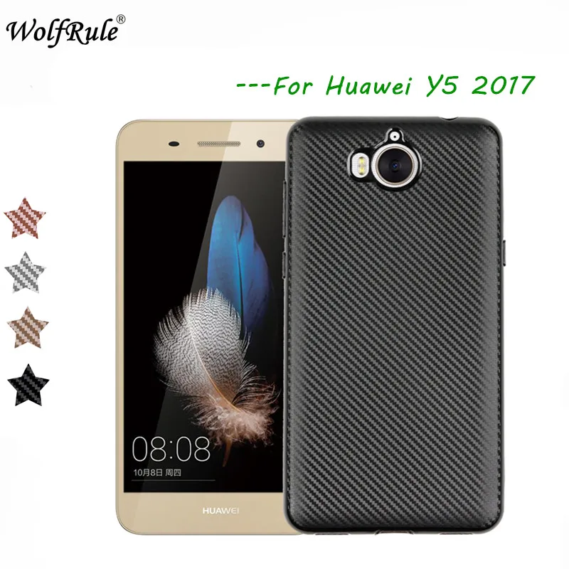 WolfRule Huawei Y5 2017 чехол Роскошный Полностью Защитный матовый из углеродного волокна