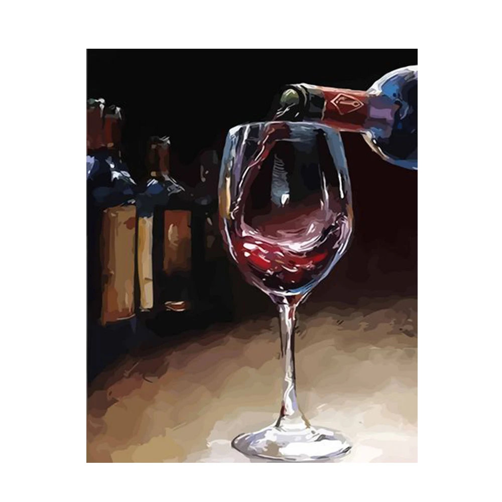 

Paint by Numbers Kit still life DIY painting Red Wine on table picture on canvas paint 50*40 coloring by number DIY Gifts Pain