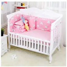 6 шт./компл. Комплект постельного белья для малышей с рисунком из мультфильма, детская кроватка, льняная хлопковая кроватка для новорожденного, Комплект постельного белья с листом, Детская постельное белье