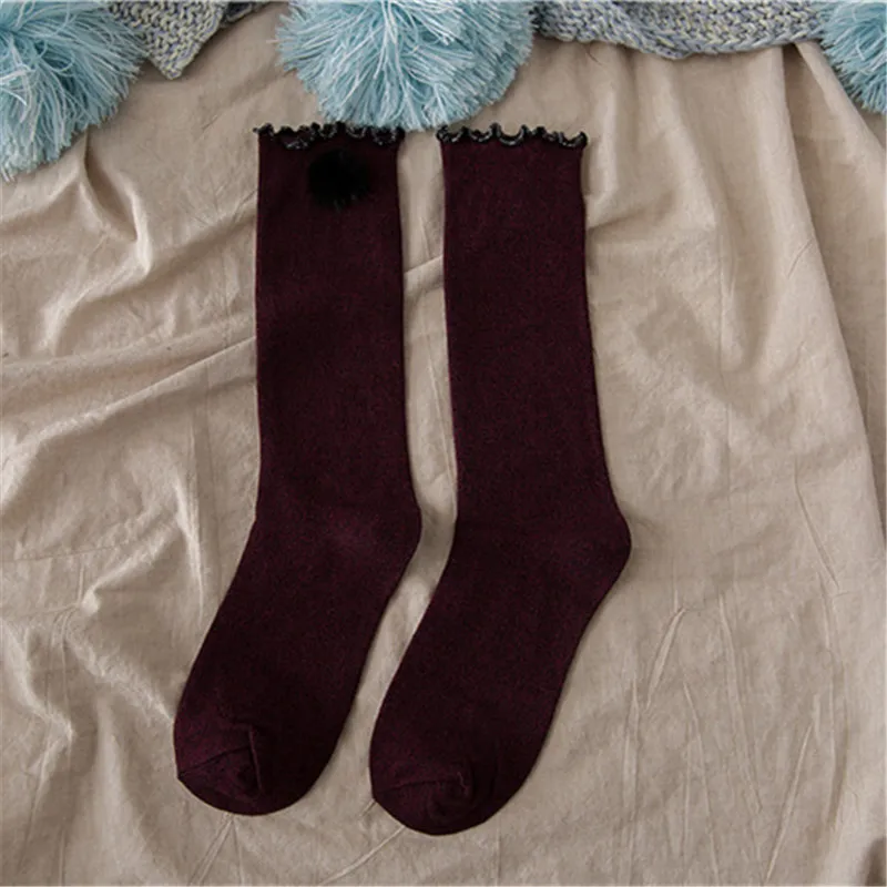 [EIOISAPRA] Япония Харадзюку длинные носки Ретро кружевные носки женские в студенческом стиле ярких цветов удобные Calcetines Теплые повседневные носки - Цвет: 1