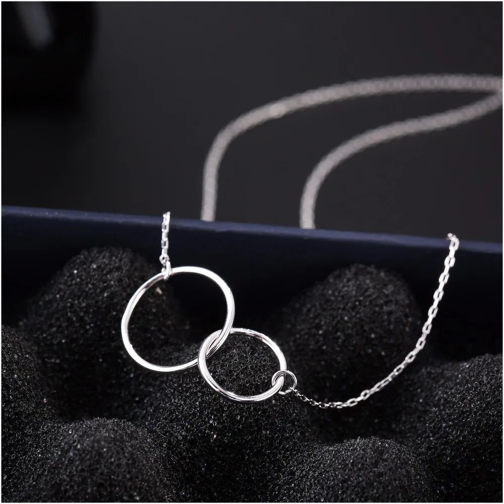 2017 New Arrival Fashion Simple Necklace 925 Sterling Silver Double Round Circle Pendants Fine Jewelry for Women Party (7)