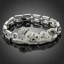 Jenia de Moda 18 K Oro Blanco Plateó Stellux Crystal Leopard Bangle Pulseras para Hombres y Mujeres PH016