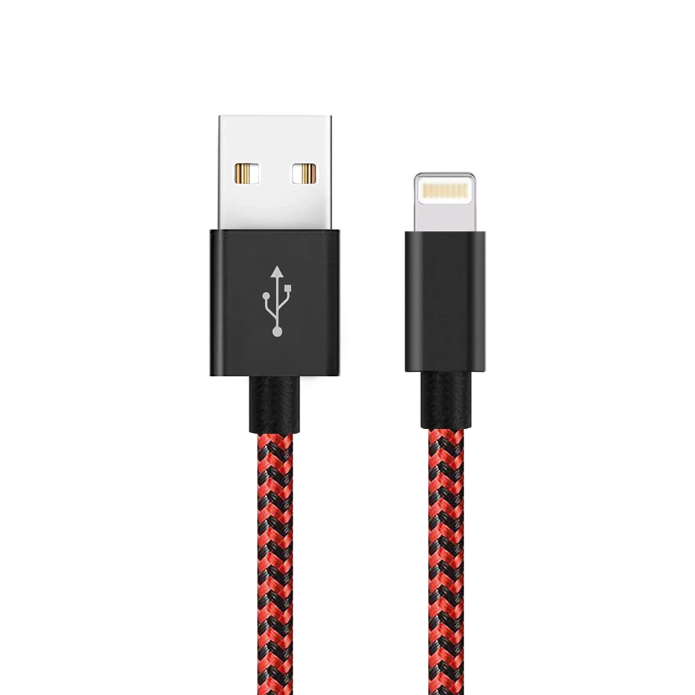 [3 шт. в упаковке] USB кабель 5 в 2,1 Быстрая зарядка к USB кабель Suntaiho нейлоновая оплетка USB кабель для передачи данных и зарядки для iPhone 7 - Цвет: Black Red