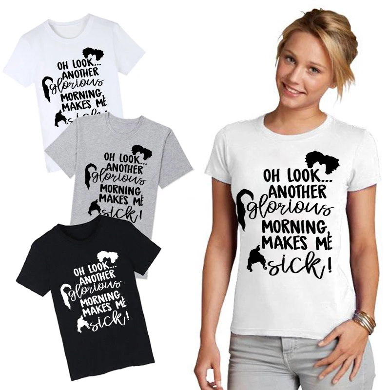 WT0688 Funny Halloween Hocus Pocus T shirt For Women Round Neck Casual