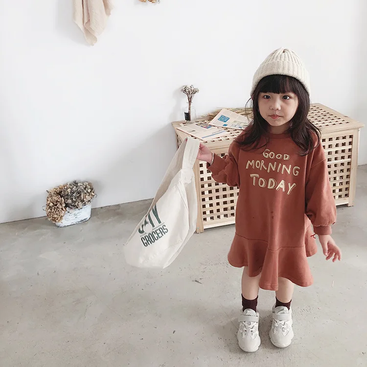 

Dress Kids Little Mermaid Princess Autumn 2018 Girls Winter Raffle Loose Hoodie Girls Long Sleeve Holiday Dress For Girls
