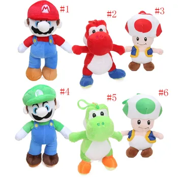 

100pcs EMS Super Mario Bros Stand MARIO LUIGI Plush Toys 18-25cm Yoshi Mushroom Toad Soft Stuffed Animal Dolls Peluches bebe