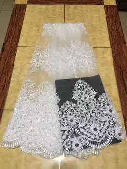 

Newest white sequins embroidery chemical guipure African lace fabric and cheap price french net lace fabric wedding dress FL1547