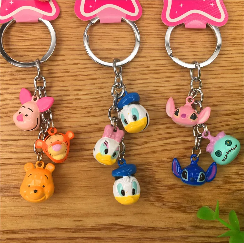 

IVYYE 1PCS Stitch Piglet Bells Anime Metal Key Chains Cartoon Keyring Car Keychain Pendant Toys Keyholder Unisex Gifts NEW