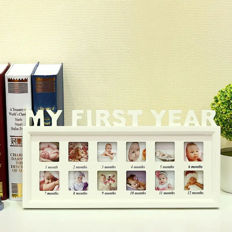 Creative DIY 0-12 Month Baby "MY FIRST YEAR" Pictures Display Plastic Photo Frame Souvenirs Commemorate Kids Growing Memory Gift