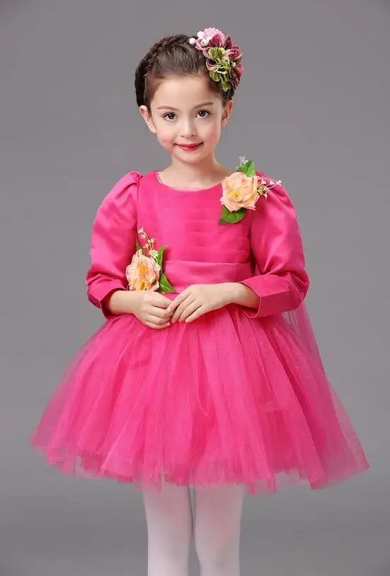 Детское балетное платье с блестками, 10 цветов Детские Бальные вечерние платья-пачки для девочек костюм для танцев - Цвет: Rose Red