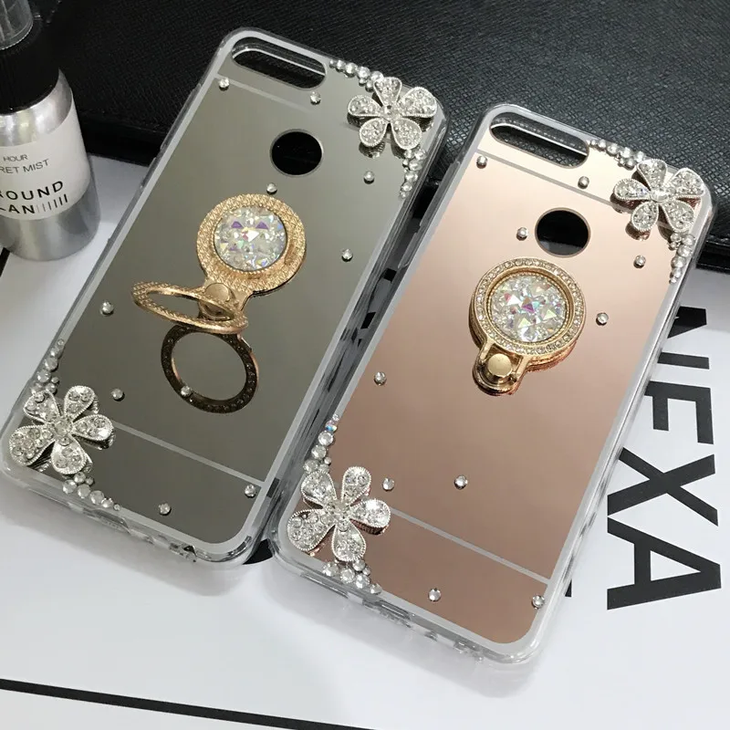 

Mirror Bling holder Case For Huawei P20 Lite Honor 7C 7A Pro Y5 Y9 Y7 Y6 Prime 2018 Honor 8X 8C 10 i 8 9 Lite P Smart Plus 2019