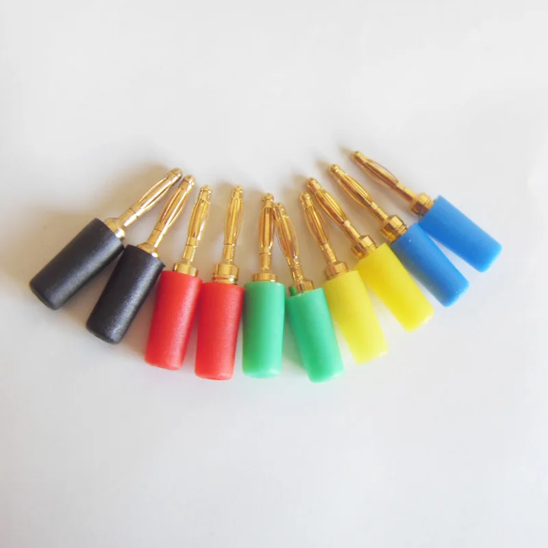 

10pcs/lot 2mm Banana Plug High Quality Cooper with Gold Plated Banana Head Black/Red/Yellow/Green/Blue Color