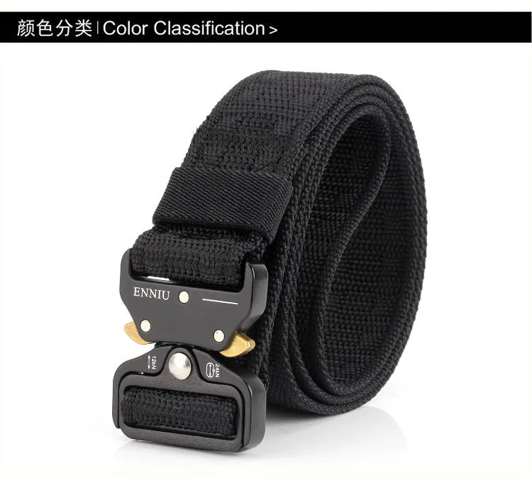 Regulável com Fivela de Metal Cinto de Nylon Acessórios de Caça Esportes ao ar Cinto Tático Enniu Novo Livre 125x3.8 cm Militar Cinto 12 Esporte e Lazer