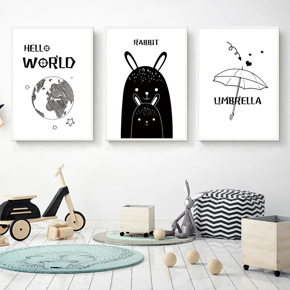 

Rabbit Painting Baby Girl Nursery Wall Art Canvas Painting Nordic Posters And Prints Wall Pictures Baby Kids DecorUnframed