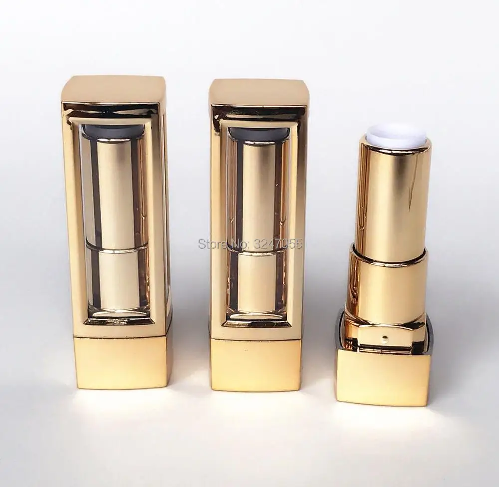 12.1mm Elegant Empty Gold Lipstick Tubes, Plastic Cosmetic Lip Beauty