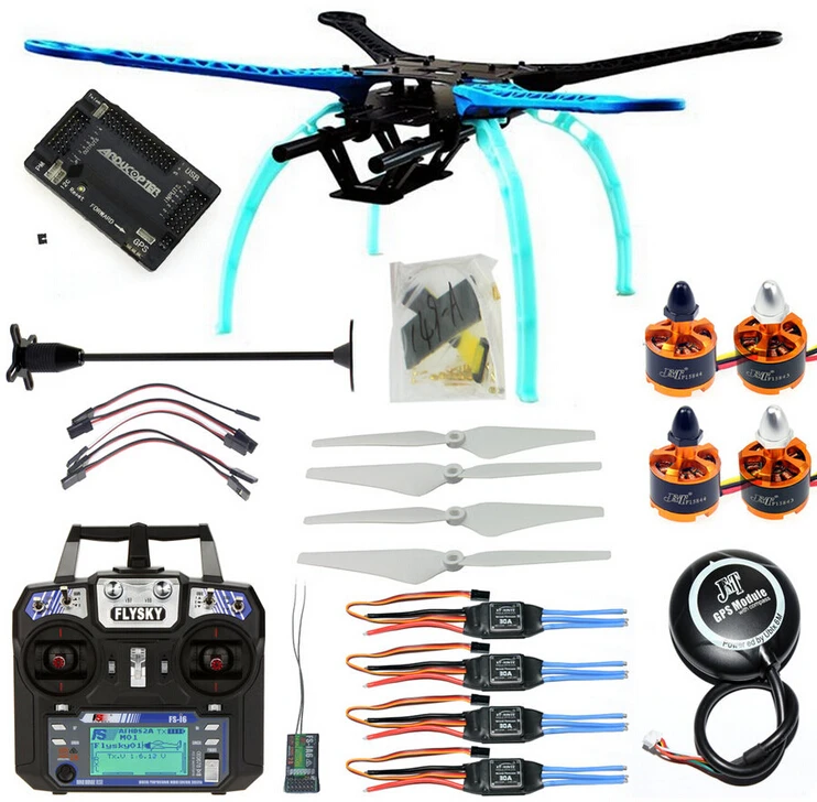 

RC Drone Quadrocopter 4-axis Aircraft Kit 500mm Multi-Rotor Frame 6M GPS APM2.8 Flight Control Flysky FS-i6 TransmitterF08151-M