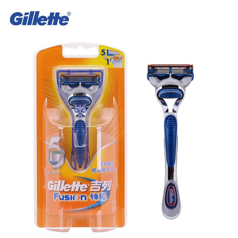 Мужские безопасные бритвенные бритвы Gillette Fusion Брендовые прямые с 1 держателем и