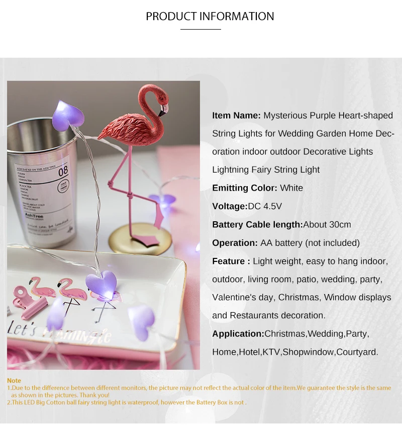 ROPIO 3 м 20 светодиодный Фиолетовый Сказочный светильник в форме сердца, декоративный светильник для свадьбы, сада, дома, дома, улицы, праздничный подарок
