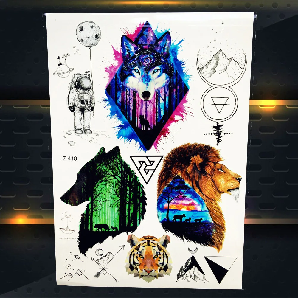 Водостойкая временная татуировка Cool Bear Beast King индийский воин Льва фальшивая