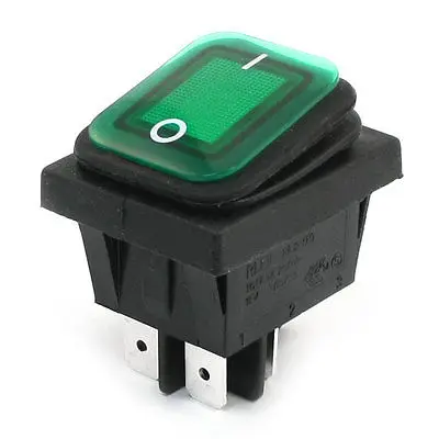 

DPST On-Off Green Lamp Waterproof Car Boat Rocker Switch 16(8)A 250VAC