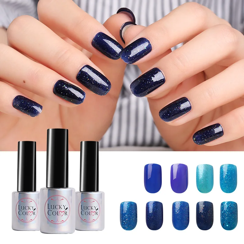 Лак для дизайна ногтей Lucky Color Blue Sky Diamond УФ Гель лак отмачиваемый светодиодный