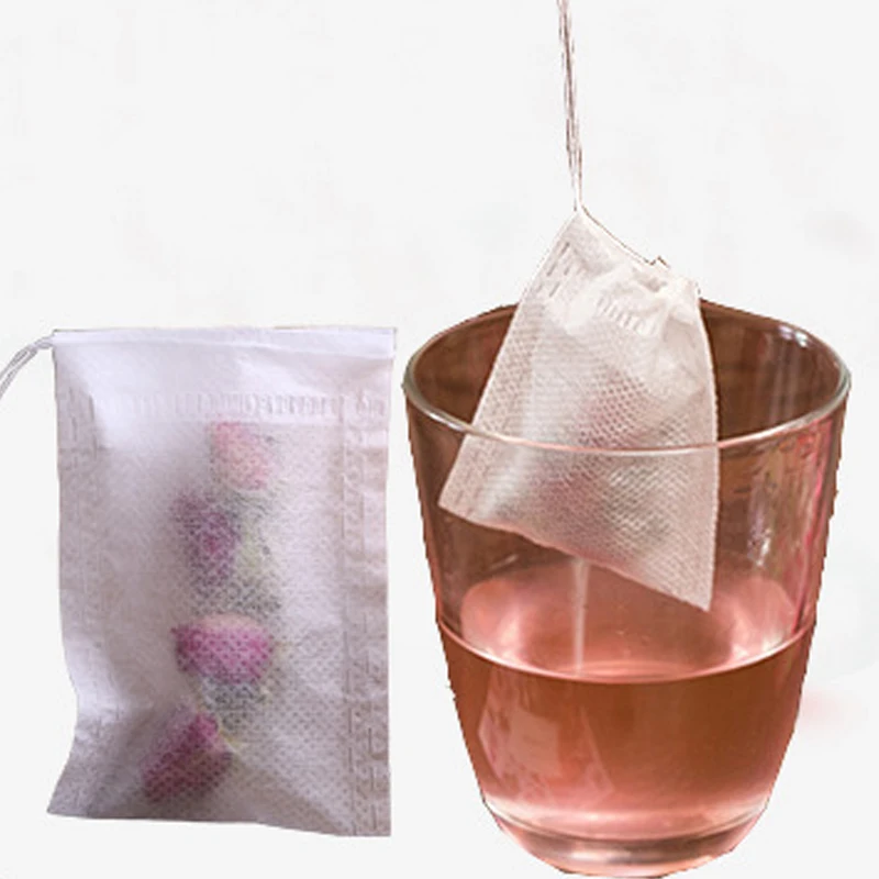 

100Pcs/Lot Disposable Tea Bag Non-Woven Lace Ribbon Sealing Filter Vanilla Pine Tea Herbal Soup Biodegradable Household Products