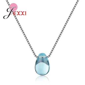 

Minimalist Hot Sale Water Drop CZ Stone For Woman Girls Birthday Gift Unique 925 Sterling Silver Necklace Luxury Box Chain