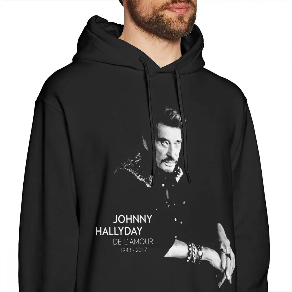 جوني Hallyday هوديي جوني Hallyday هوديس الخريف بارد كنزة قطيفة رمادي القطن الذكور طويلة طول XXL فضفاض هوديس