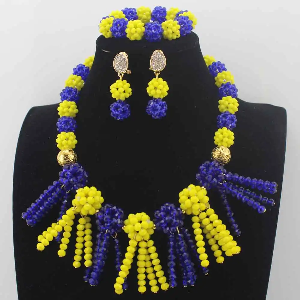 African Beads Jewelry Set Crystal Beads Necklace Set Nigerian Wedding