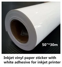 50"*30m vinyl film printable/inkjet printable vinyl roll /super white vinyl sticker
